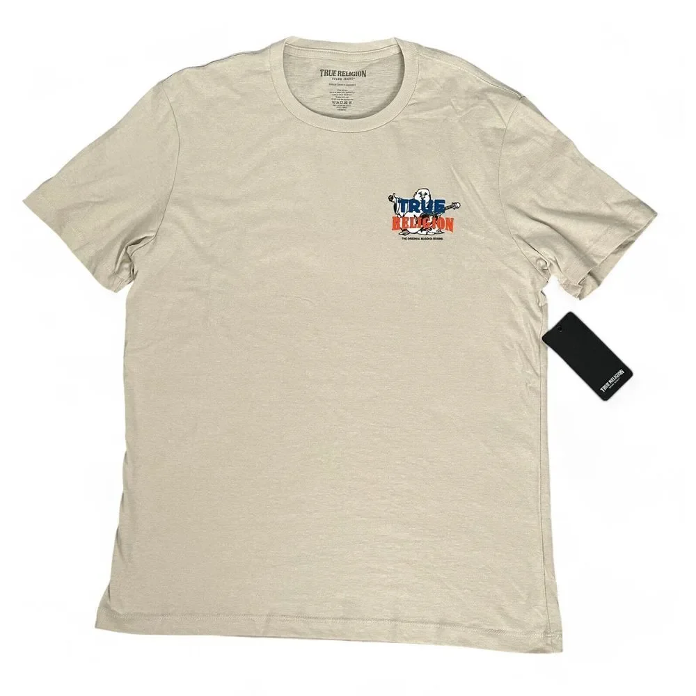 NWT True Religion Buddha Guitar Tee Beige Cotton Shirt‎ Size M